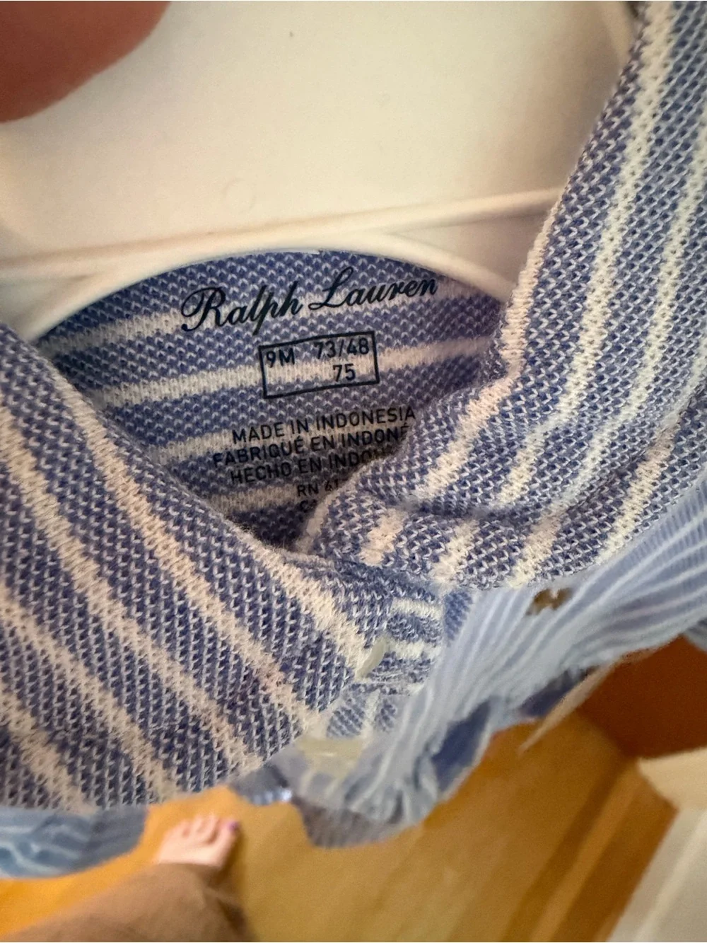 Ralph Lauren Blue and White Striped Baby Outfit